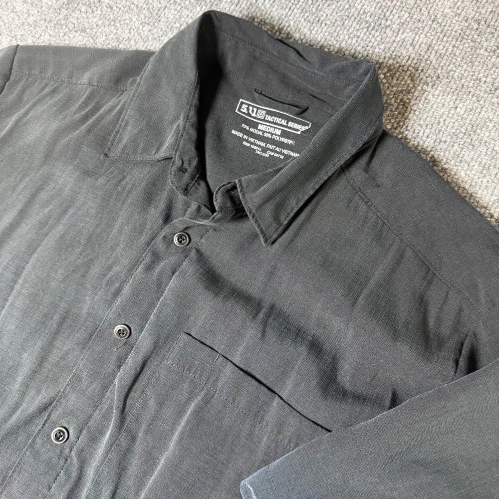 5.11 Tactical Series Men's Medium Black‎ Short Sleeve Button Shirt Work Utility
